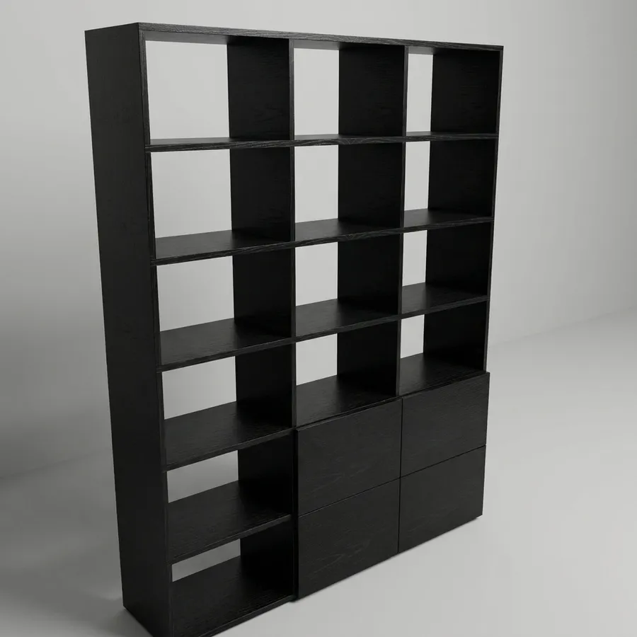 3 columnas · 2 con puerta · 140 cm · Roble Negro