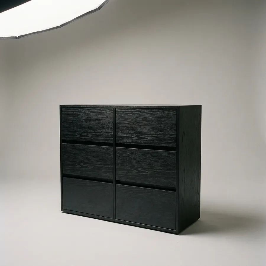 Cajonero 3 columnas · 3 cajones (Gola) · 160 cm · Roble Negro