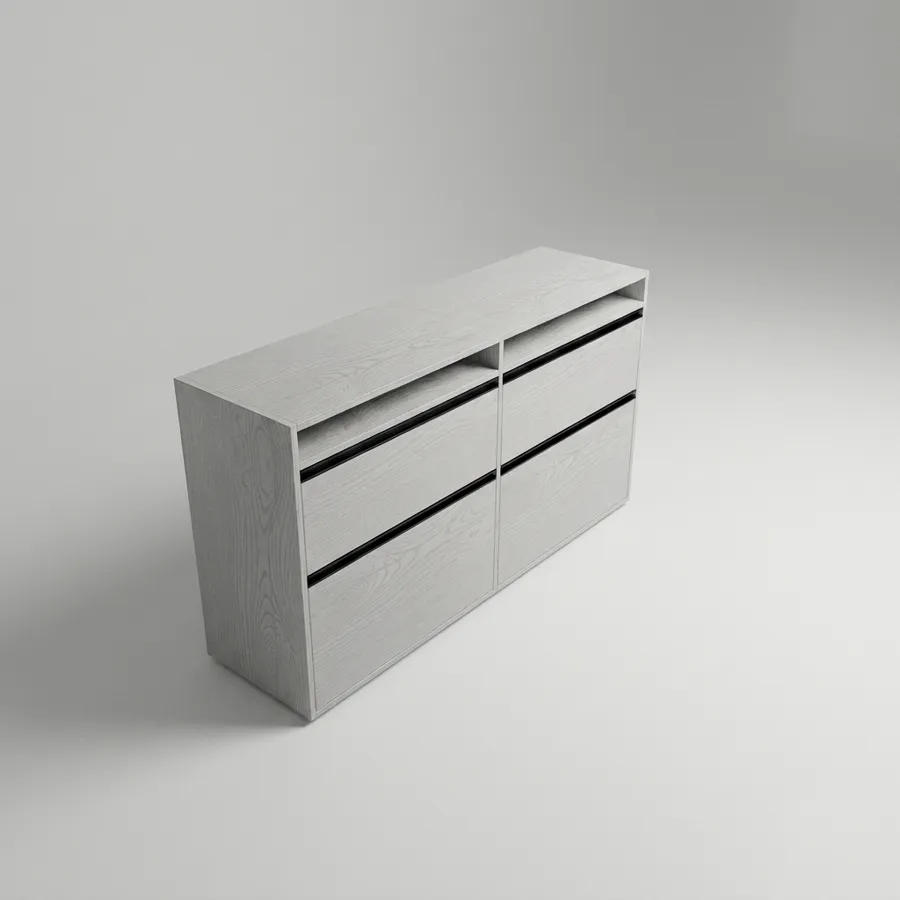 Cajonero 2 columnas · 2 cajones (Perfil) · 150 cm · Niebla