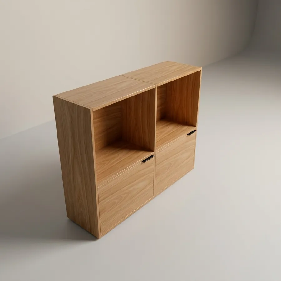 Cajonero 2 columnas · 1 cajón (Manija) · 120 cm · Fresno