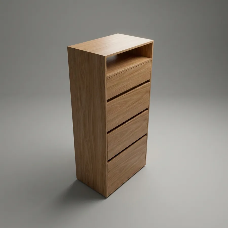 Cajonero 1 columna · 4 cajones (Gola) · 70 cm · Fresno