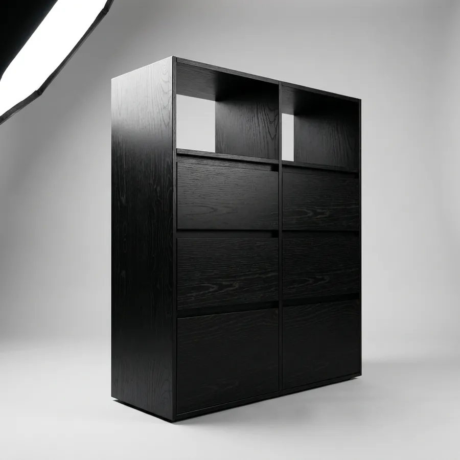 Cajonero 2 columnas · 3 cajones (Perfil) · 110 cm · Roble Negro