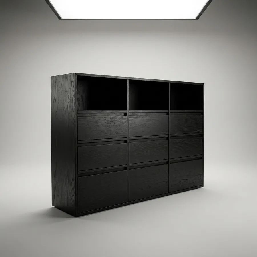 Cajonero 3 columnas · 3 cajones (Gola) · 180 cm · Roble Negro