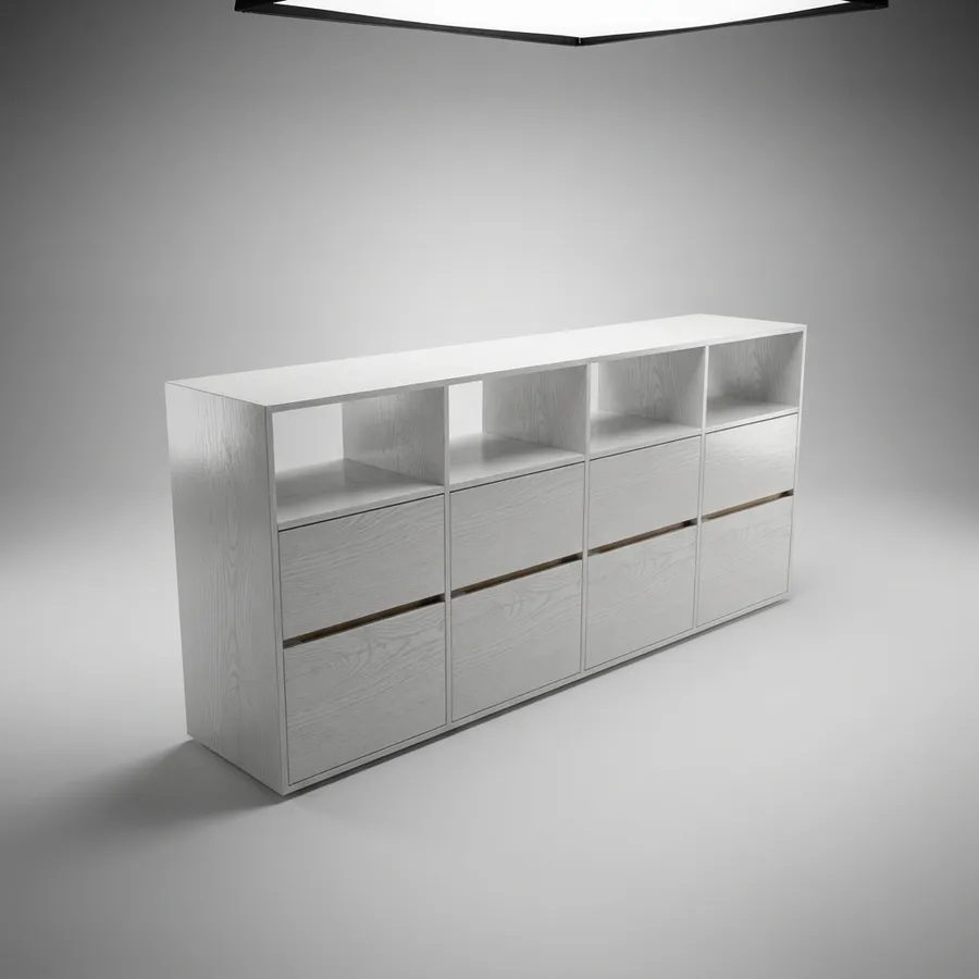 Cajonero 4 columnas · 2 cajones (Gola) · 220 cm · Niebla