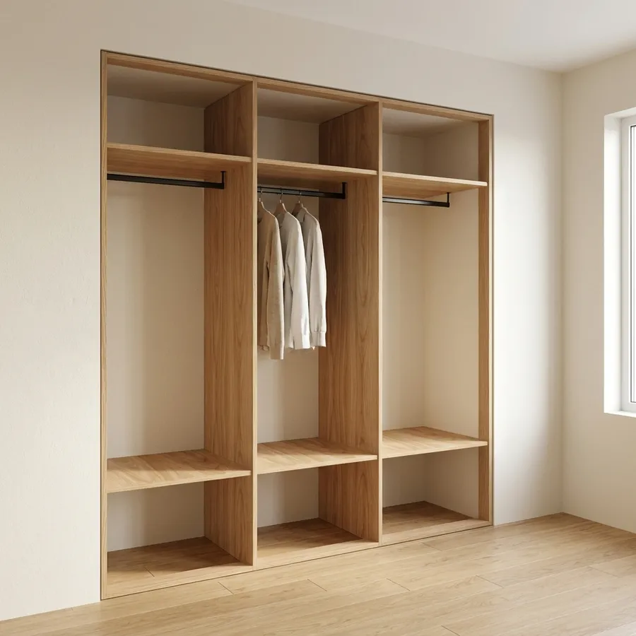 Clóset 3 columnas · 3 para colgar · 180 cm · Fresno