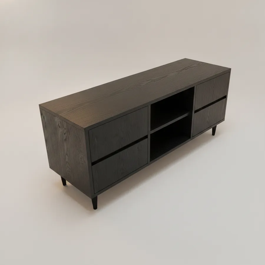 Mesa de TV — 4 cajones · 120 cm · Roble Negro